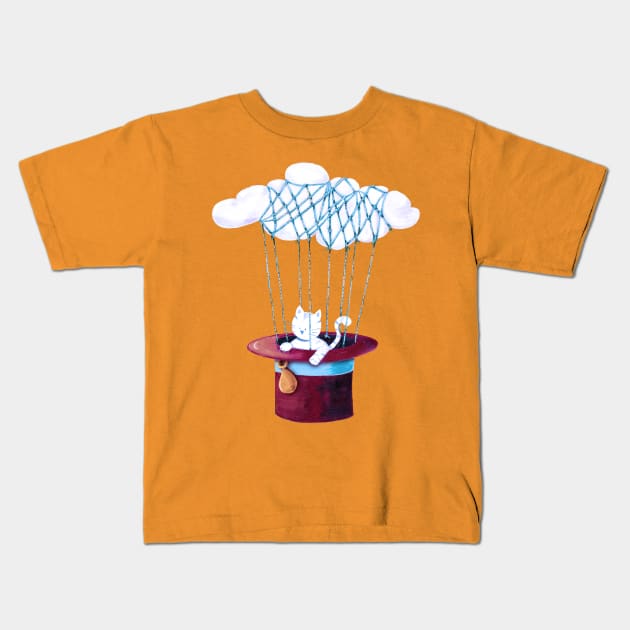 The Cat Travelling in Dreams Kids T-Shirt by Timone